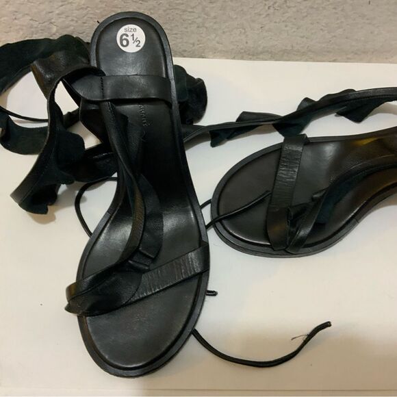 Isabel Marant Black Leather Ruffle Tie Detail size 37 Italy - Picture 11 of 12